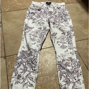 7 FOR ALL MANKIND Ankle Skinny Floral Pattern Denim Jeans
